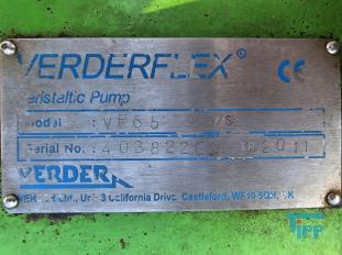 Schlauchpumpe
Eine Schlauchpumpe, auch Schlauchquetschpumpe oder Peristaltikpumpe genannt, ist eine Verdrngerpumpe, bei der das zu frdernde Medium durch einen zumeist U-frmig gefhrten Schlauch geleitet wird. Dieser Schlauch wird auf der Auenseite durch das Gehuse gehalten und von innen durch Rollen oder Gleitschuhe abgeklemmt, die drehend von einem Rotor angetrieben werden. Durch die Bewegung des Rotors wird die Abklemmstelle entlang des Schlauches bewegt und fhrt damit das zu frdernde Medium durch den Schlauch. Durch die Elastizitt des Schlauches entsteht im Schlauch ein Unterdruck, der eine kontinuierliche Frderung des Mediums ermglicht.
Quelle: www.wasser-wissen.de

Schlauchpumpe:
Eine Schlauchpumpe, auch Schlauchquetschpumpe oder Peristaltikpumpe genannt, ist eine Verdrngerpumpe, bei der das zu frdernde Medium durch einen zumeist U-frmig gefhrten Schlauch geleitet wird. Dieser Schlauch sttzt sich auen im Gehuse der Pumpe ab und wird von innen durch Rollen oder Gleitschuhe abgeklemmt, die an einem Rotor drehen. Bei Rotation bewegt sich die Abklemmstelle entlang des Schlauches und treibt damit das Frdermedium voran. Das Erzeugen des Ansaugunterdrucks erfolgt bei einfachen Schlauchpumpen durch die Elastizitt der Schlauchwandung oder durch besondere konstruktive Manahmen durch Aufbau eines Vakuums im Pumpengehuse um den Schlauch.

Vorteile:

    * Gleichmige, relativ stofreie Frderung
    * Schonende Frderung von empfindlichem Frdergut
    * An viele Frdermedien anpassbare Frderschluche verfgbar
    * Vollstndig geschlossenes System mit glatten Flchen
    * Keine Ventile
    * Frderung auch von Medien mit greren Feststoffpartikel mglich
    * Genaue Dosierung sehr kleiner Frdermengen mglich

Nachteile:

    * Relativ kurze Schlauchlebensdauer durch starkes Walken, insbesondere bei einfacher Konstruktion mit dickwandigen Schluchen
    * Gefahr des Durchstechens des Schlauches bei scharfkantigen Feststoffen im Frderstrom
    * Relativ aufwendige Wartung bei greren Pumpentypen
    * zuverlssiges Abdichten des Schlauches gestaltet sich schwierig, hierzu mssen u.U. spezielle Schlauchquerschnitte (Augenform) gewhlt werden.
    * Abrieb des Schlauches kann das Frdergut verunreinigen
Quelle: www.wikipedia.org
